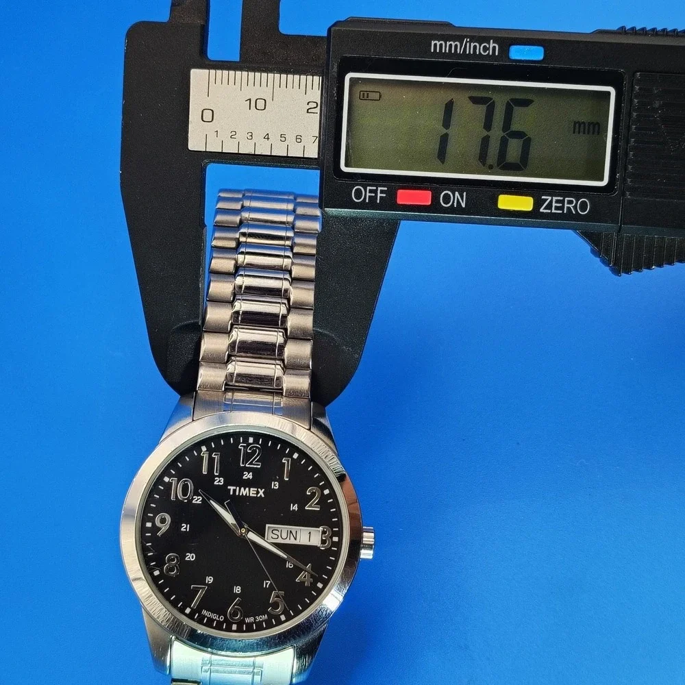 2018 Timex Mens Day-Date Black Dial Quartz Watch‎ Stainless Steel Fully Restored
